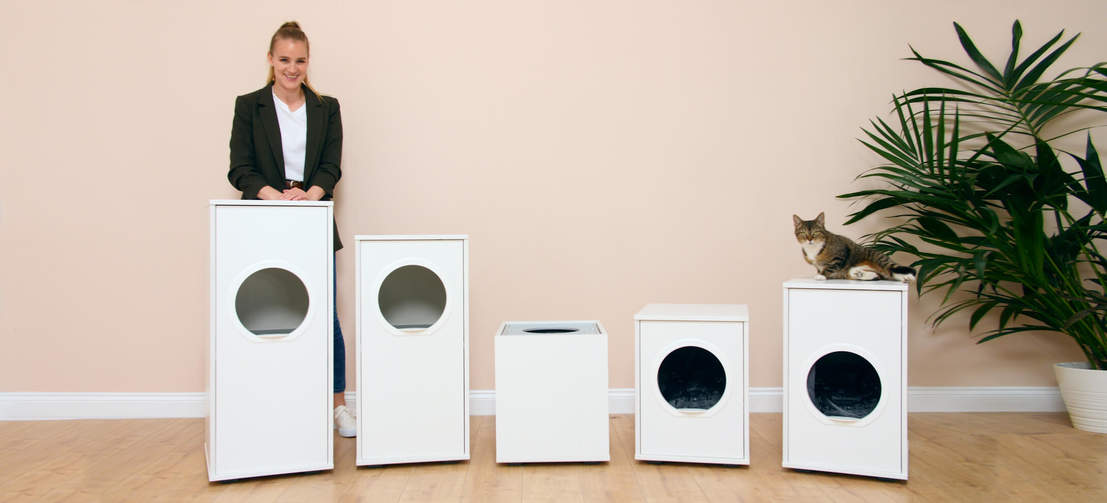 All of Omlet's Maya cat litter box range