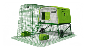 Eglu Cube Chicken Coop with Run (2m) and Wheels - Green