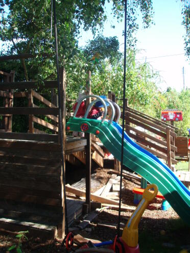 100% recycled climbing frame during construction phase