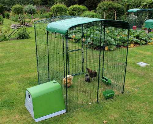 A heavy duty roof cover on the walk in chicken run