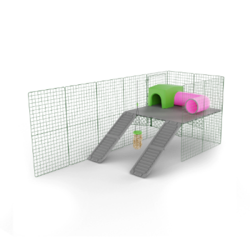 Zippi platform with two ramps a shelter and a tunnel and a treat Caddi