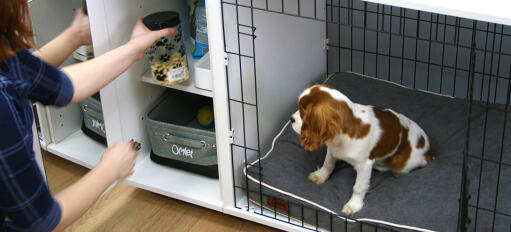 Also keep the treats for puppy training safely in the cupboard of the Omlet Fido Studio s