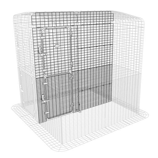 A diagram of a full height partition for a 2x2 walk in run