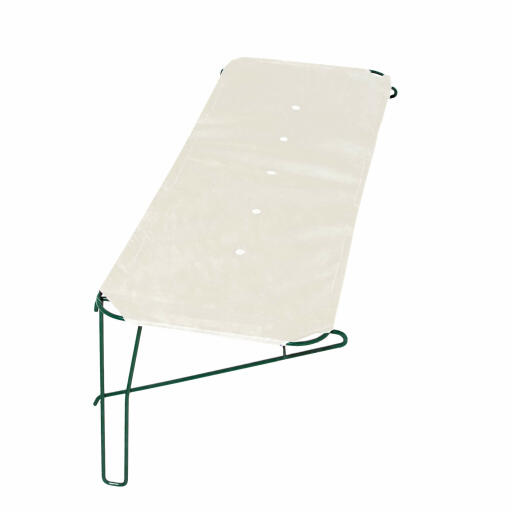 White fabric outdoor cat shelf for catios