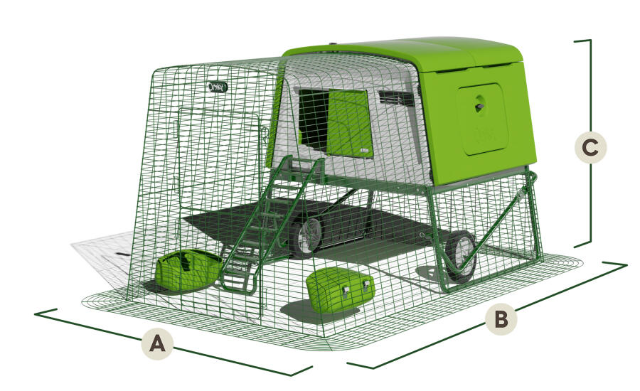 Eglu Cube with 2m run dimensions uk & eu