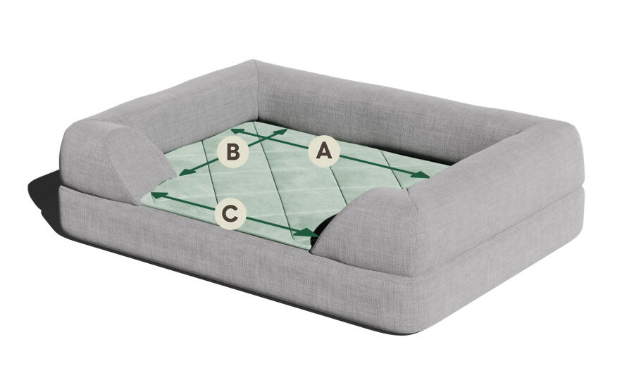 Interior dimensions for Topology dog bed with bolster topper.