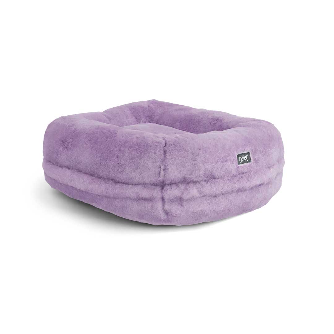 Maya Donut Cat Bed - Powder Lilac | Plush Cushion With Customisable Feet | Omlet