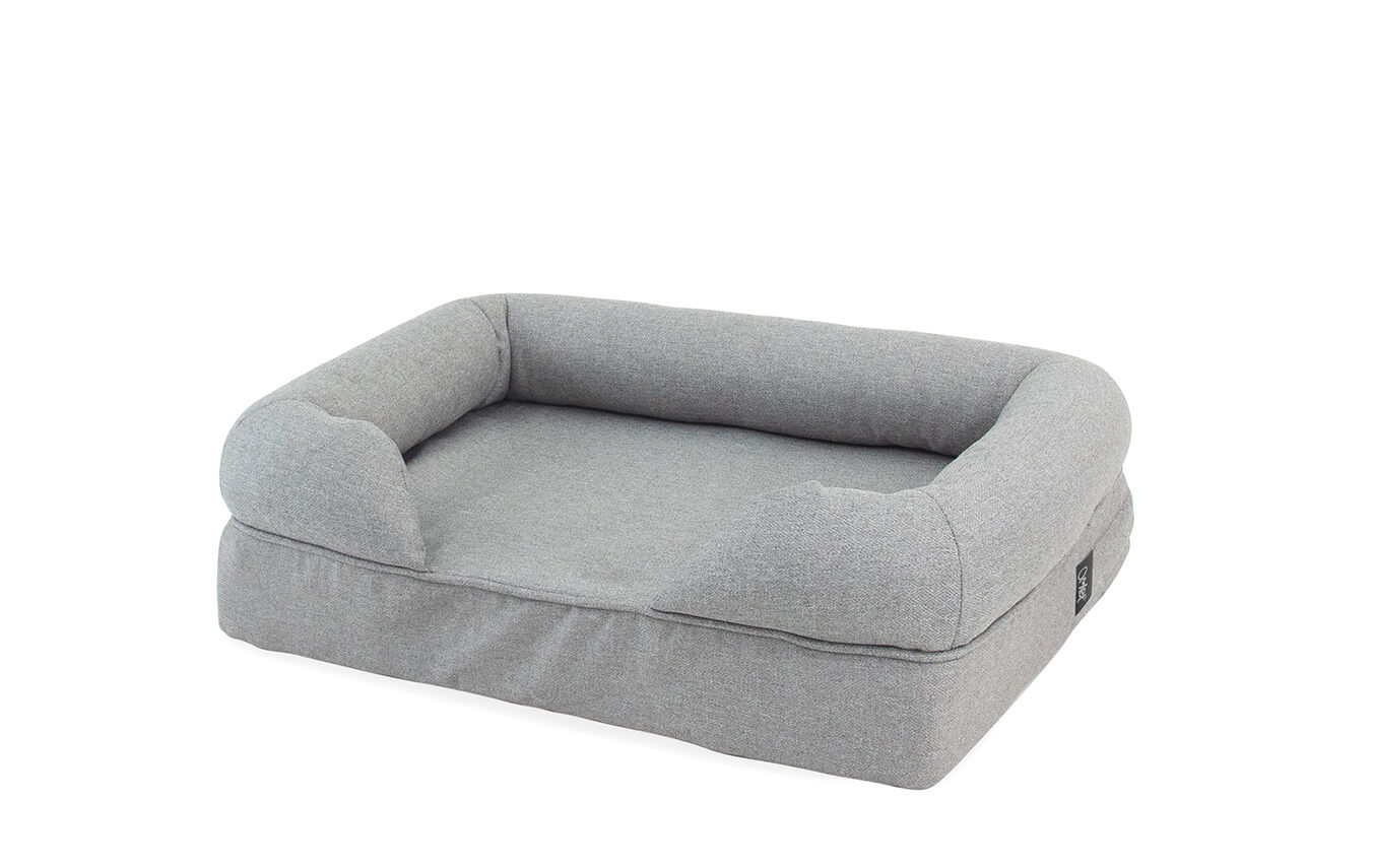 Memory Foam Bolster Cat Bed Small Grey Omlet