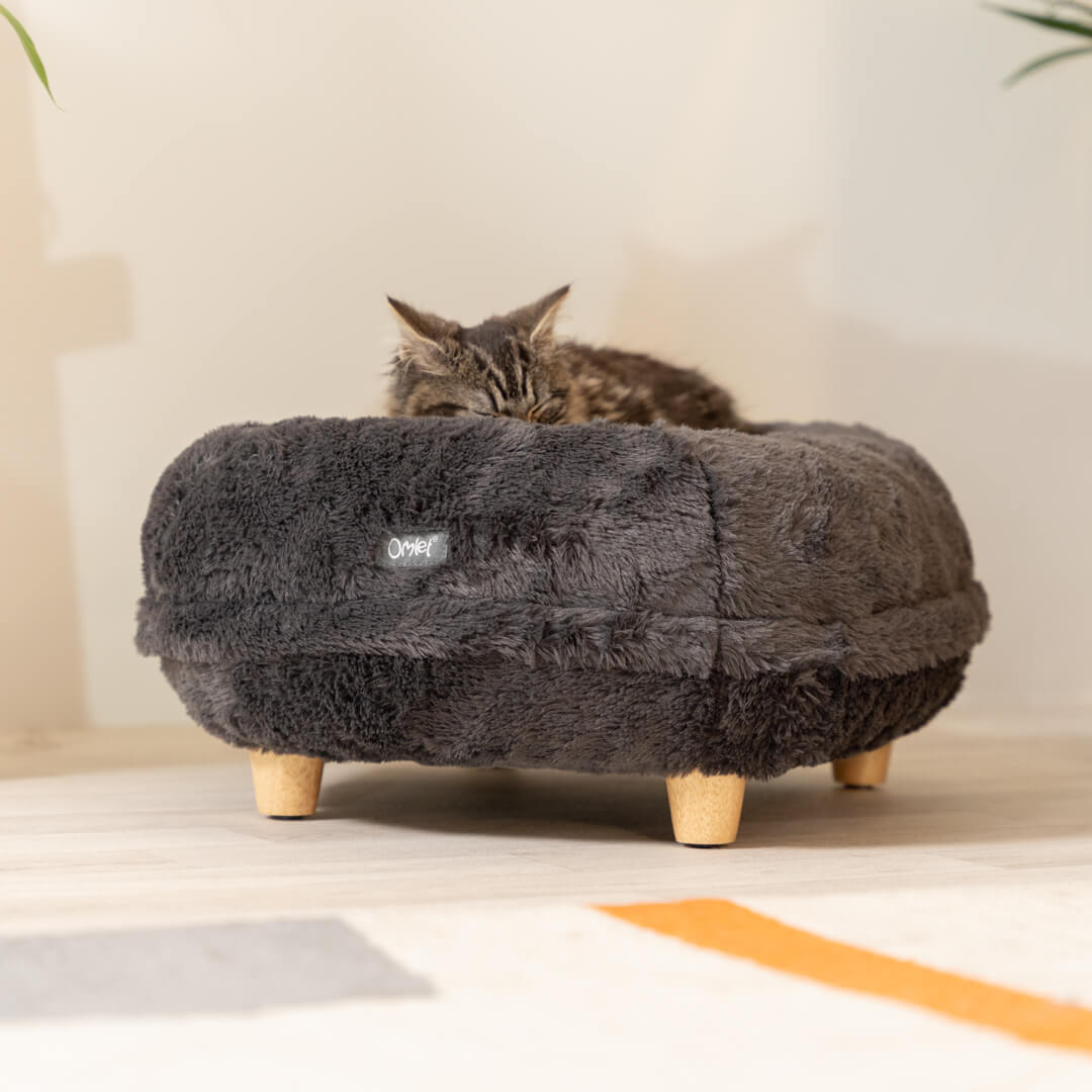 Maya® Donut Elevated Cat Bed with Round Wood feet Omlet