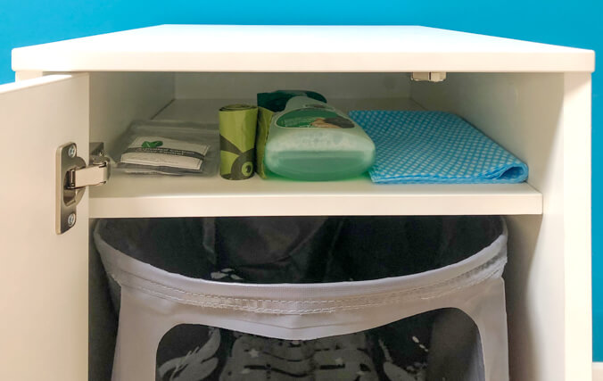 the storage compartment in the maya cat litter box furniture