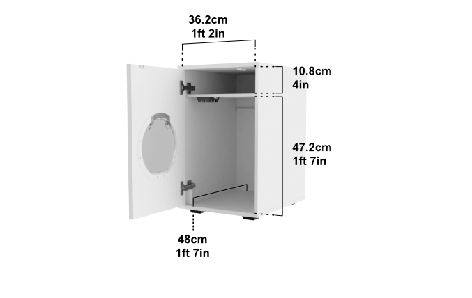 Enclosed cat litter box with storage dimensions