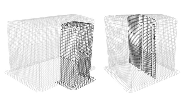 Graphic showing the Porch and Partition for the Outdoor Rabbit Run